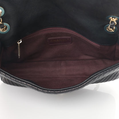 Chanel Wrinkled Lambskin Chevron Quilted Medium Surpique Flap Black 5 of 12