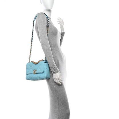 Chanel Lambskin Quilted Medium Chanel 19 Flap Light Blue 2 of 10