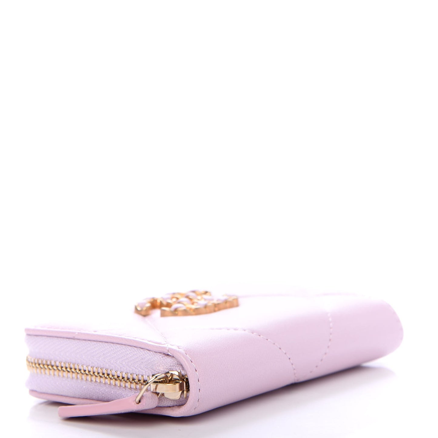 Lambskin Quilted Chanel 19 Zip Around Coin Purse Wallet Light Pink