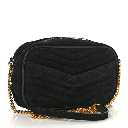 Saint Laurent Suede Matelasse Monogram Mini Lou Camera Bag Black 3 of 8