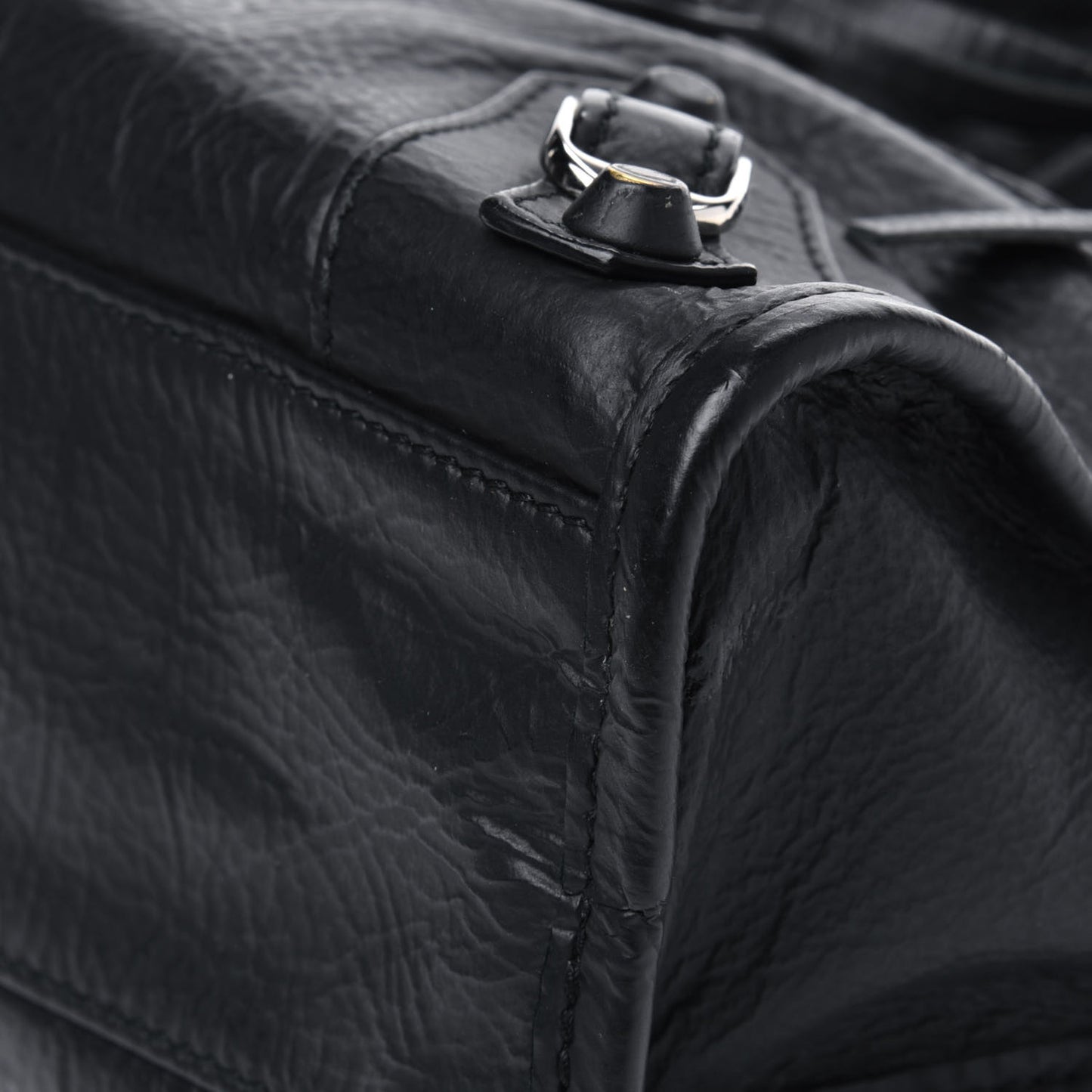 Matte Goatskin Rubber Covered Classic Hardware Mini City Black