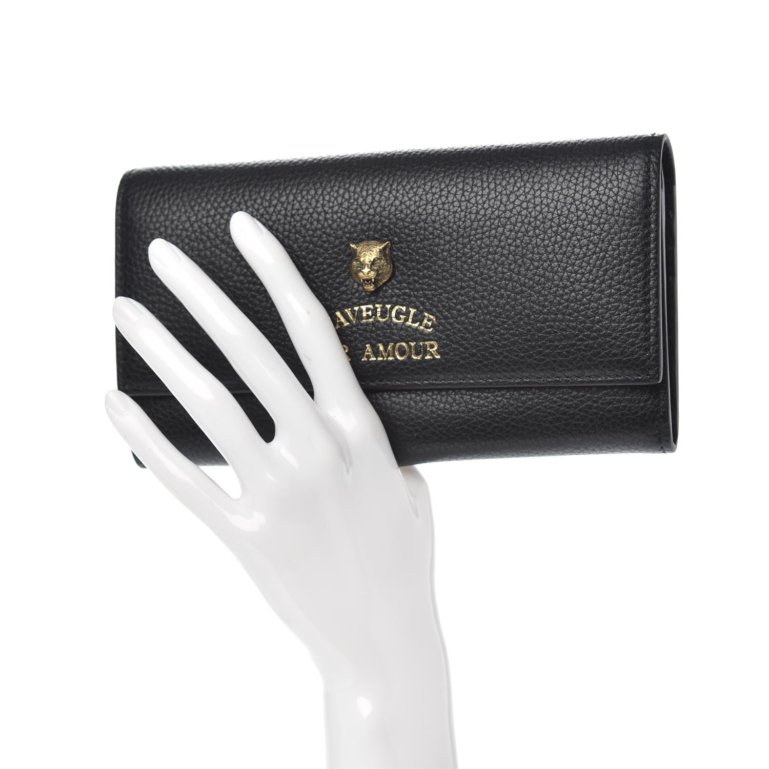 Gucci Calfskin Animalier Continental Wallet Black 2 of 9