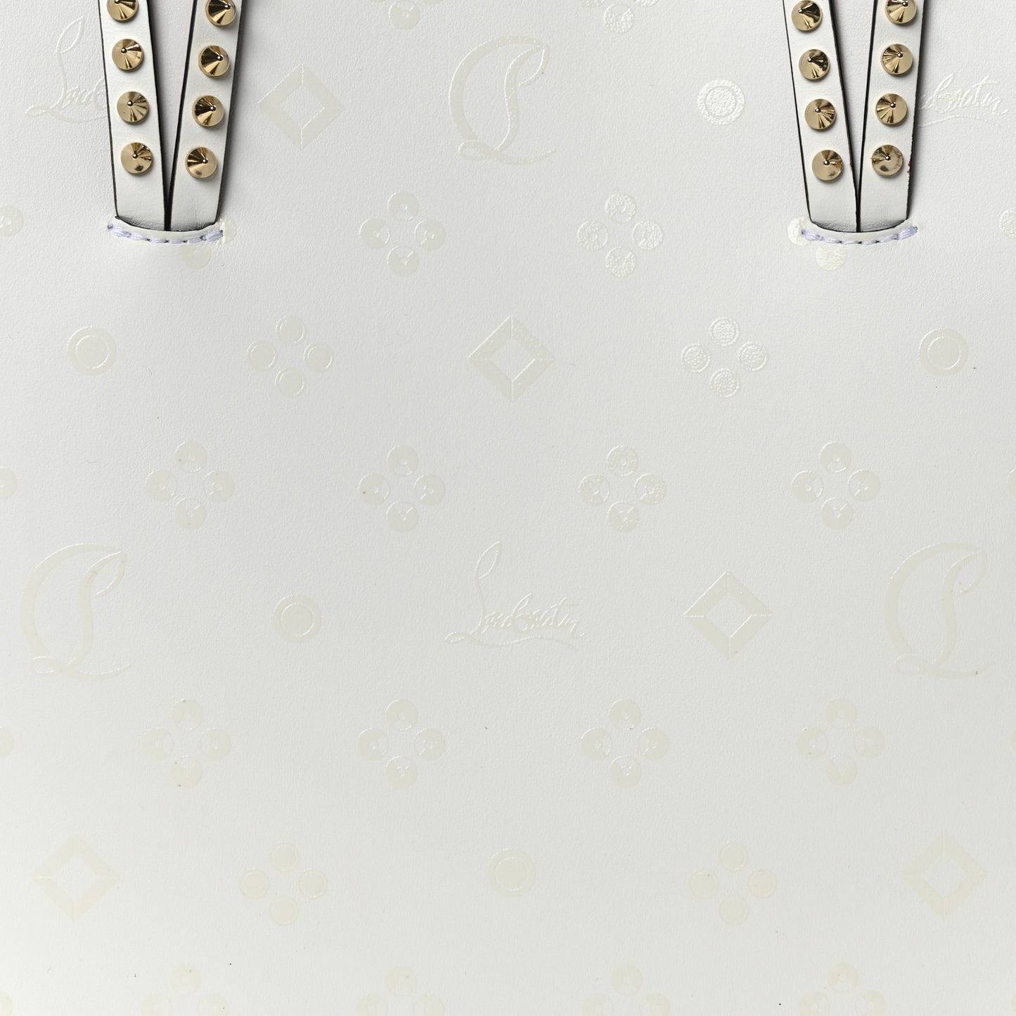 Calfskin Spikes Loubintheksy Embossed East West Cabata Tote White