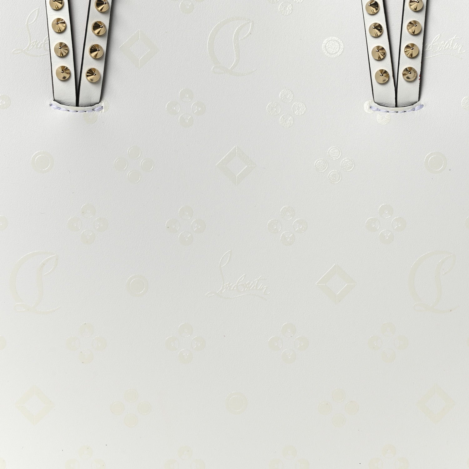 Christian Louboutin Calfskin Spikes Loubintheksy Embossed East West Cabata Tote White 9 of 11