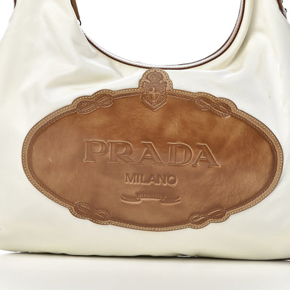 Prada Tessuto Nylon Logo Sacca White Cammello 12 of 12