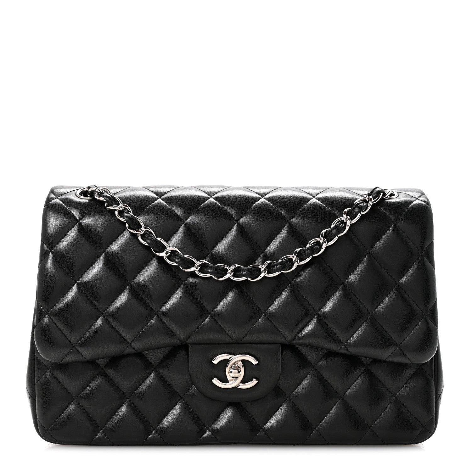 Chanel Lambskin Quilted Jumbo Double Flap Black 1 of 12