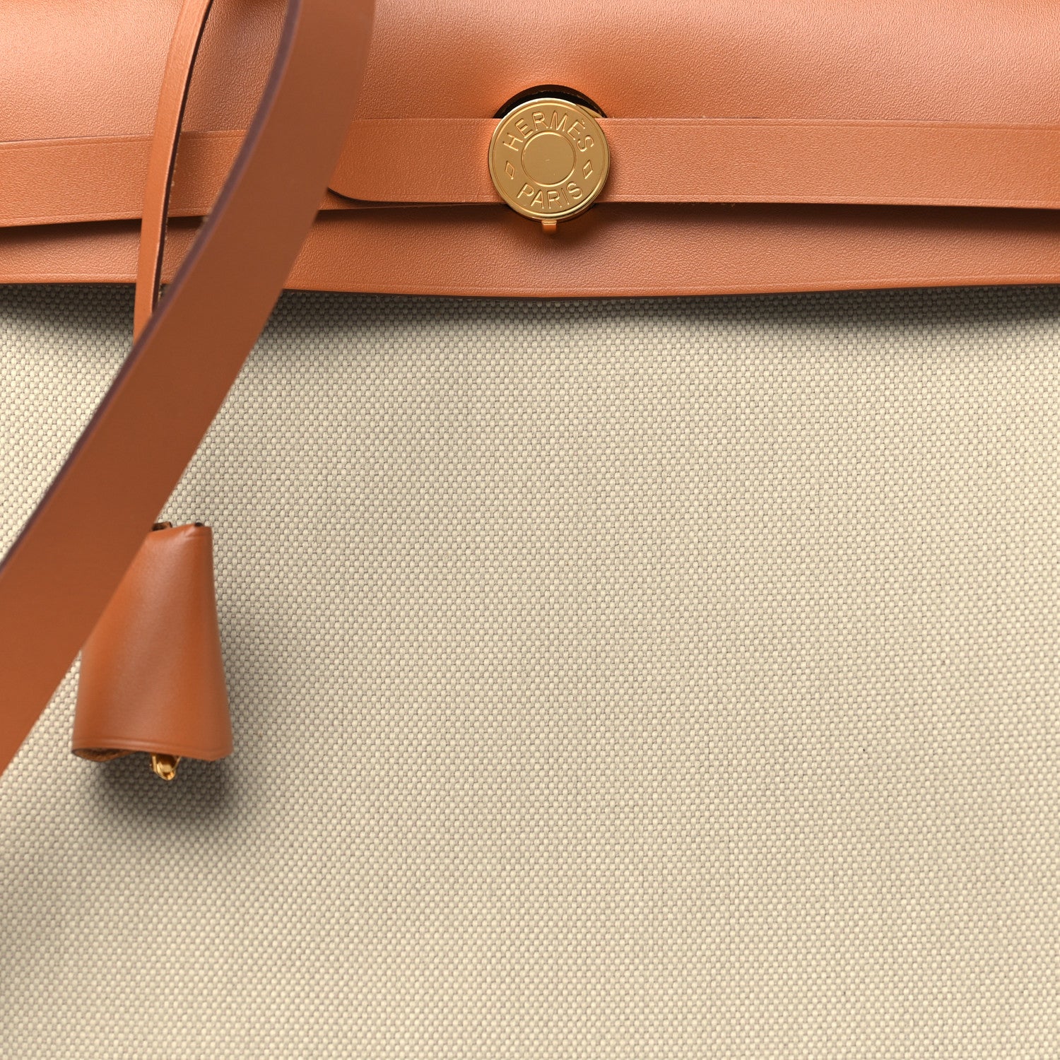 Hermes Military Toile Vache Hunter Herbag Zip Retourne 31 PM Beton Naturel 9 of 12