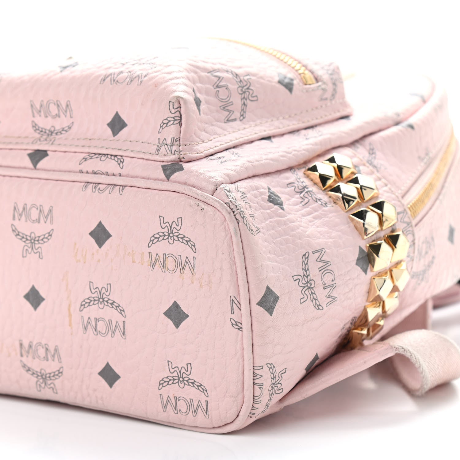 MCM Visetos Side Stud Mini Stark Backpack Pink 6 of 14