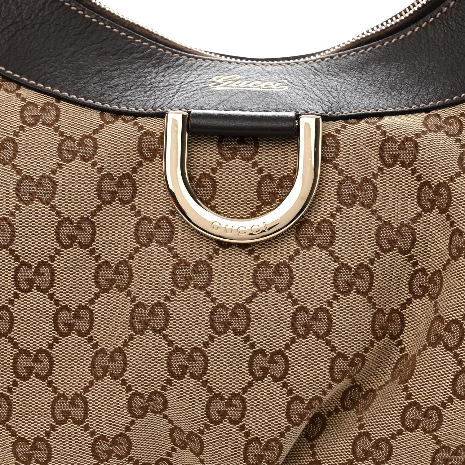 Gucci Monogram Large D Gold Hobo Dark Brown 8 of 12