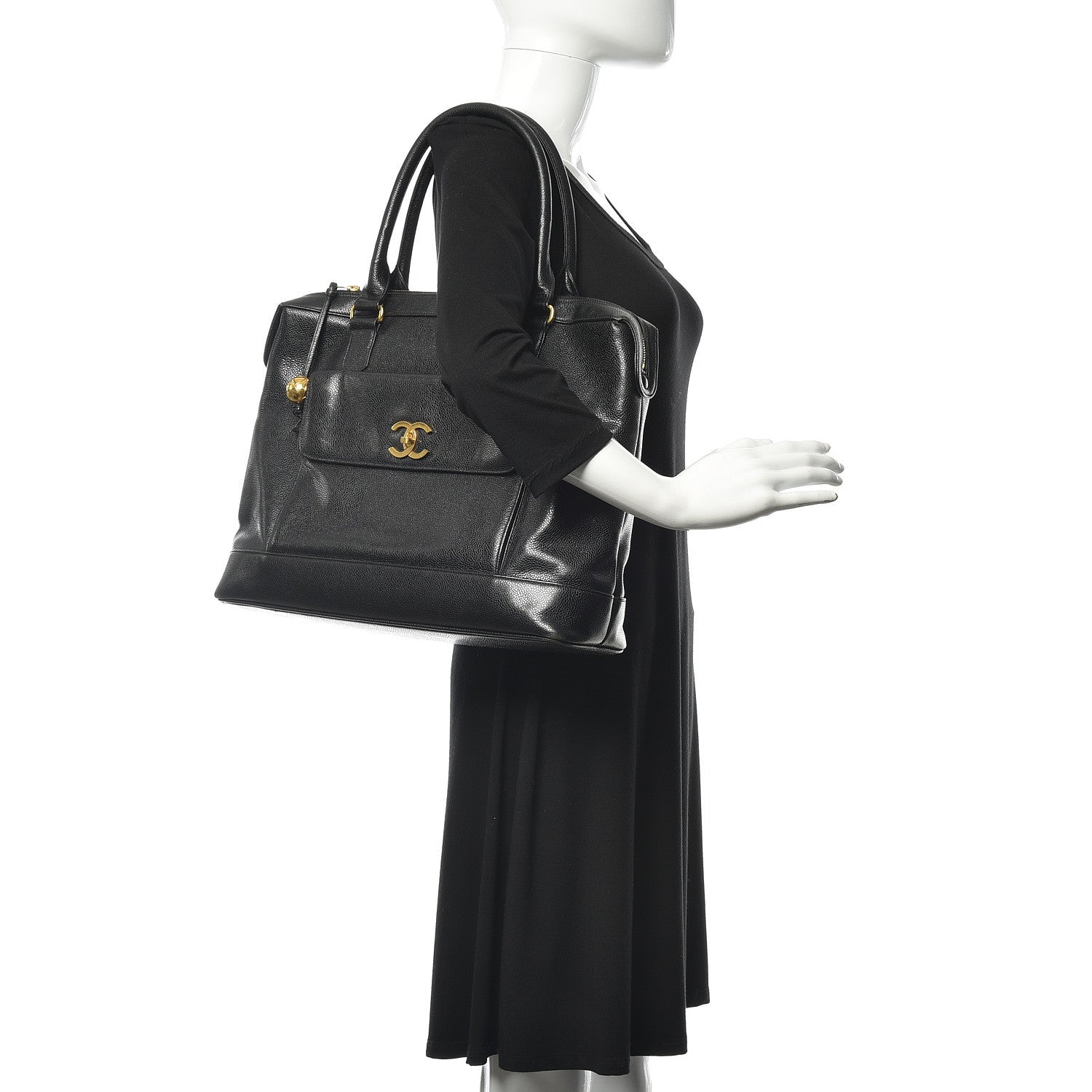 Chanel Caviar CC Tote Black 2 of 10