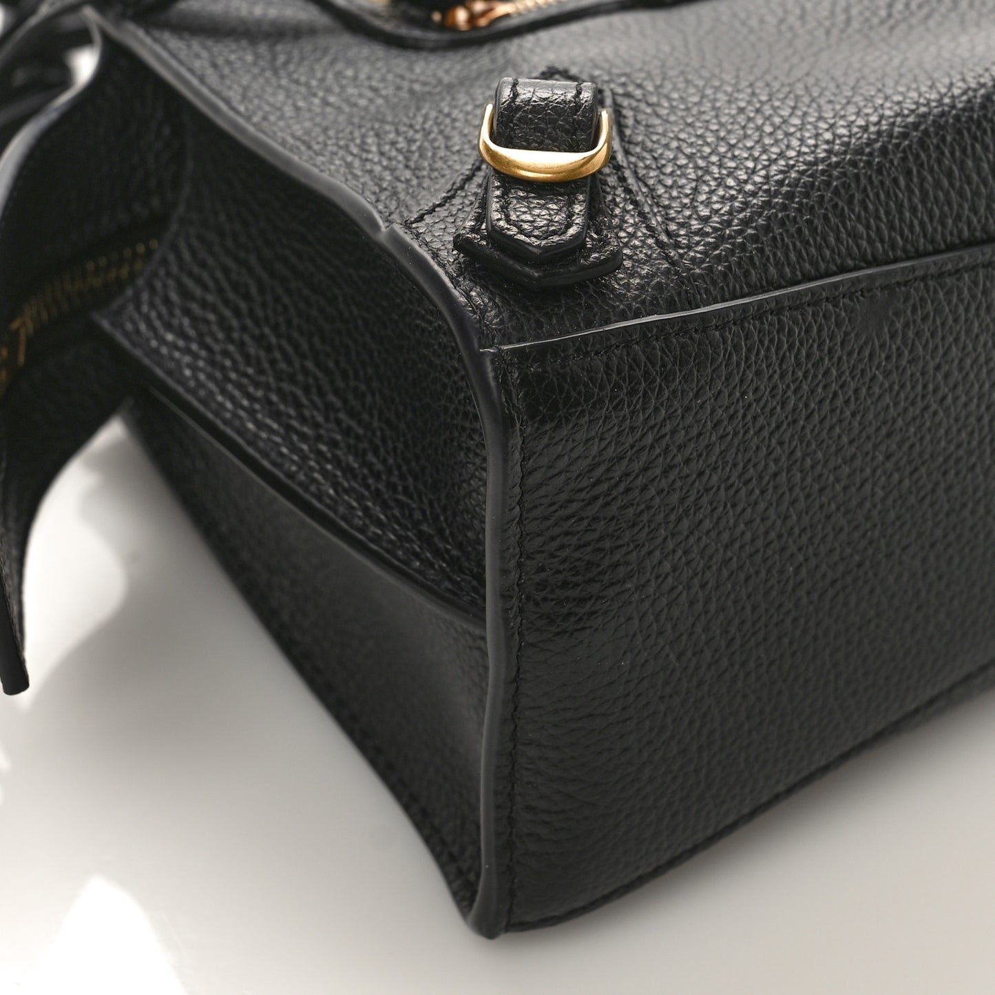 Grained Calfskin Neo Classic Gold Hardware Nano City Crossbody Black