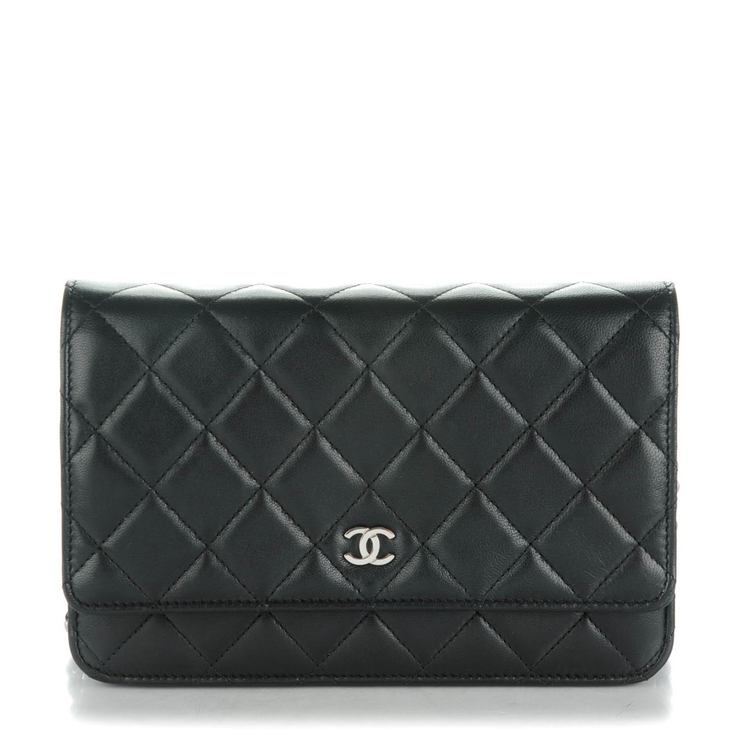 Lambskin Quilted Wallet On Chain WOC Black