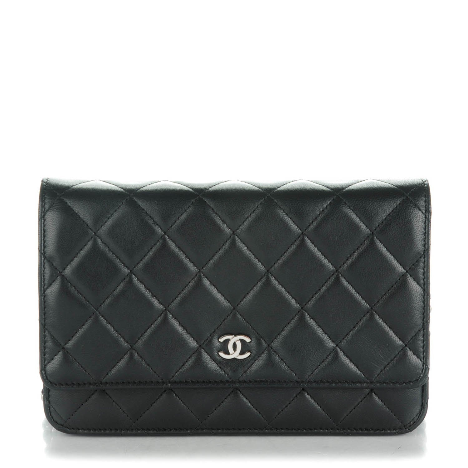 Chanel Lambskin Quilted Wallet On Chain WOC Black 1 of 8