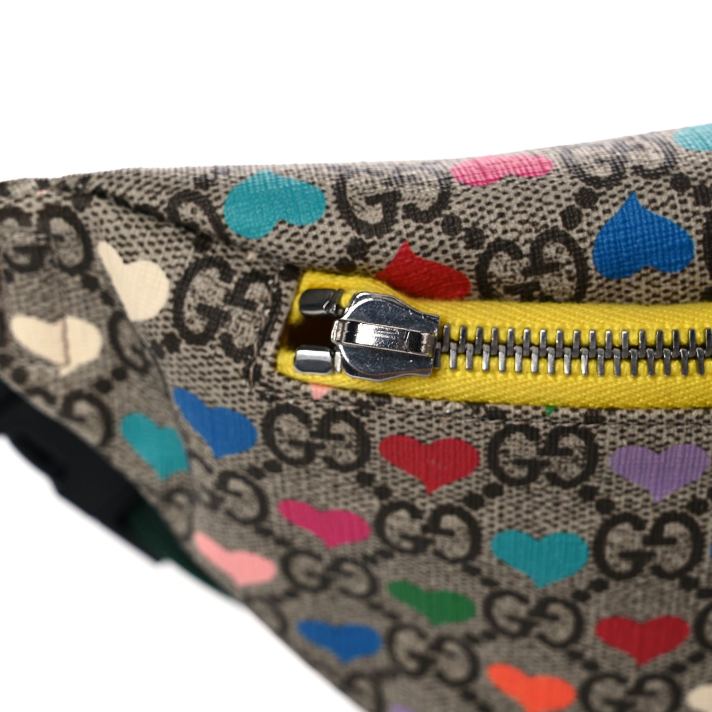 Soft GG Supreme Monogram Hearts Web Childrens Belt Bag Beige Ebony Multicolor Freesia