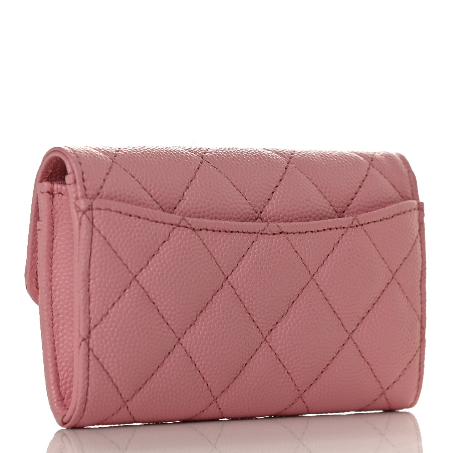 Caviar Quilted Flap Card Holder Wallet Light Pink