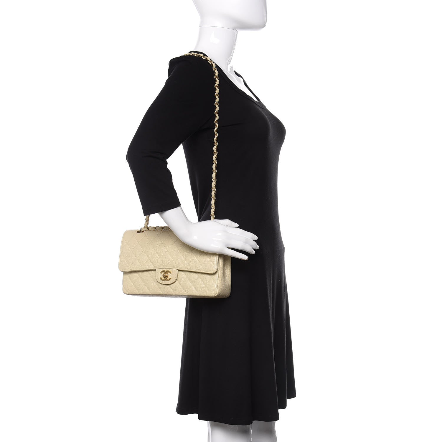 Chanel Caviar Quilted Medium Double Flap Dark White 2 of 11