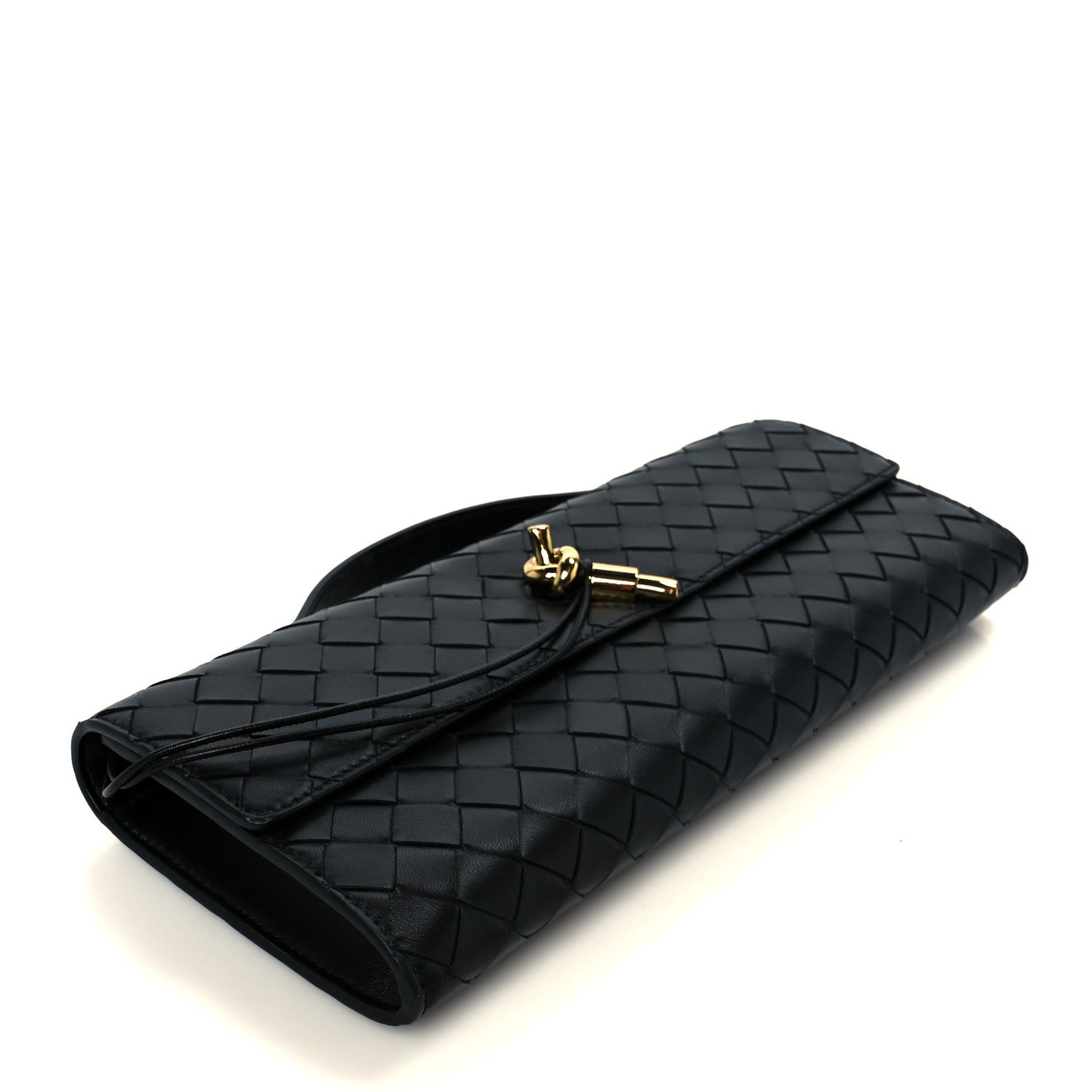 Nappa Intrecciato Long Andiamo Top Handle Clutch Black