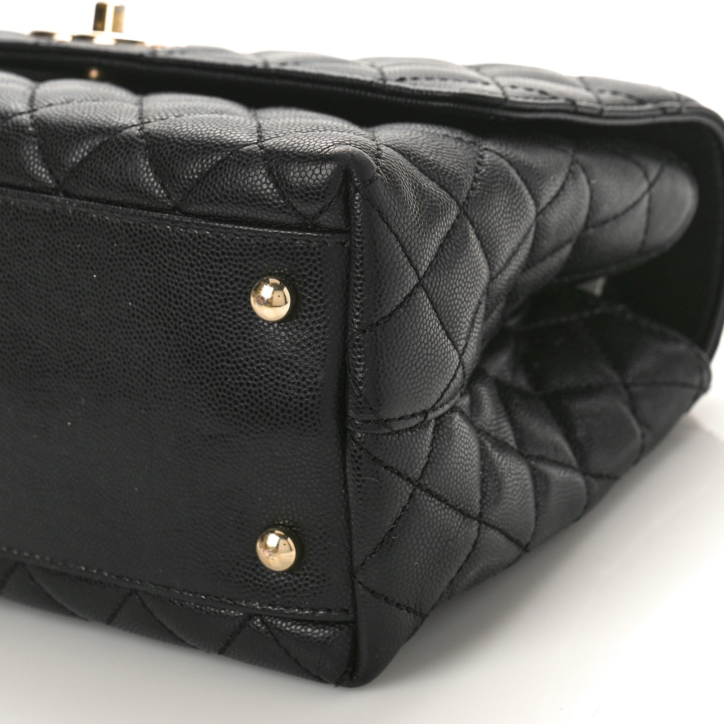 Caviar Quilted Small Coco Handle Flap Black