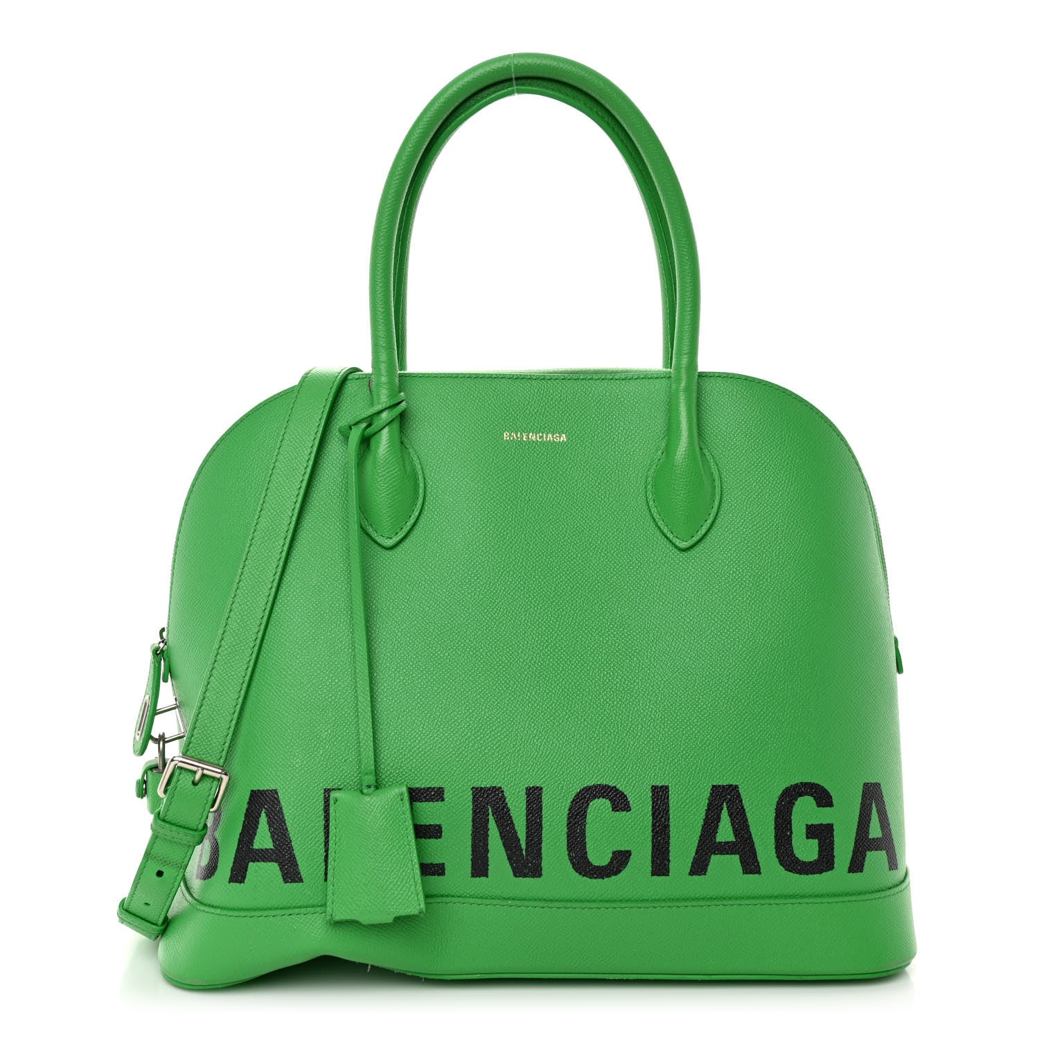 Balenciaga Signature Grained Calfskin Logo M Ville Top Handle Bag Green 1 of 13