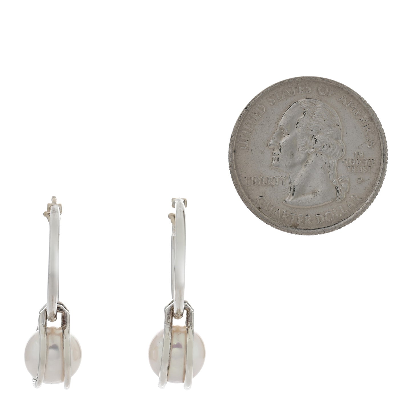 Sterling Silver Cultured Pearl HardWear Hoop Earrings