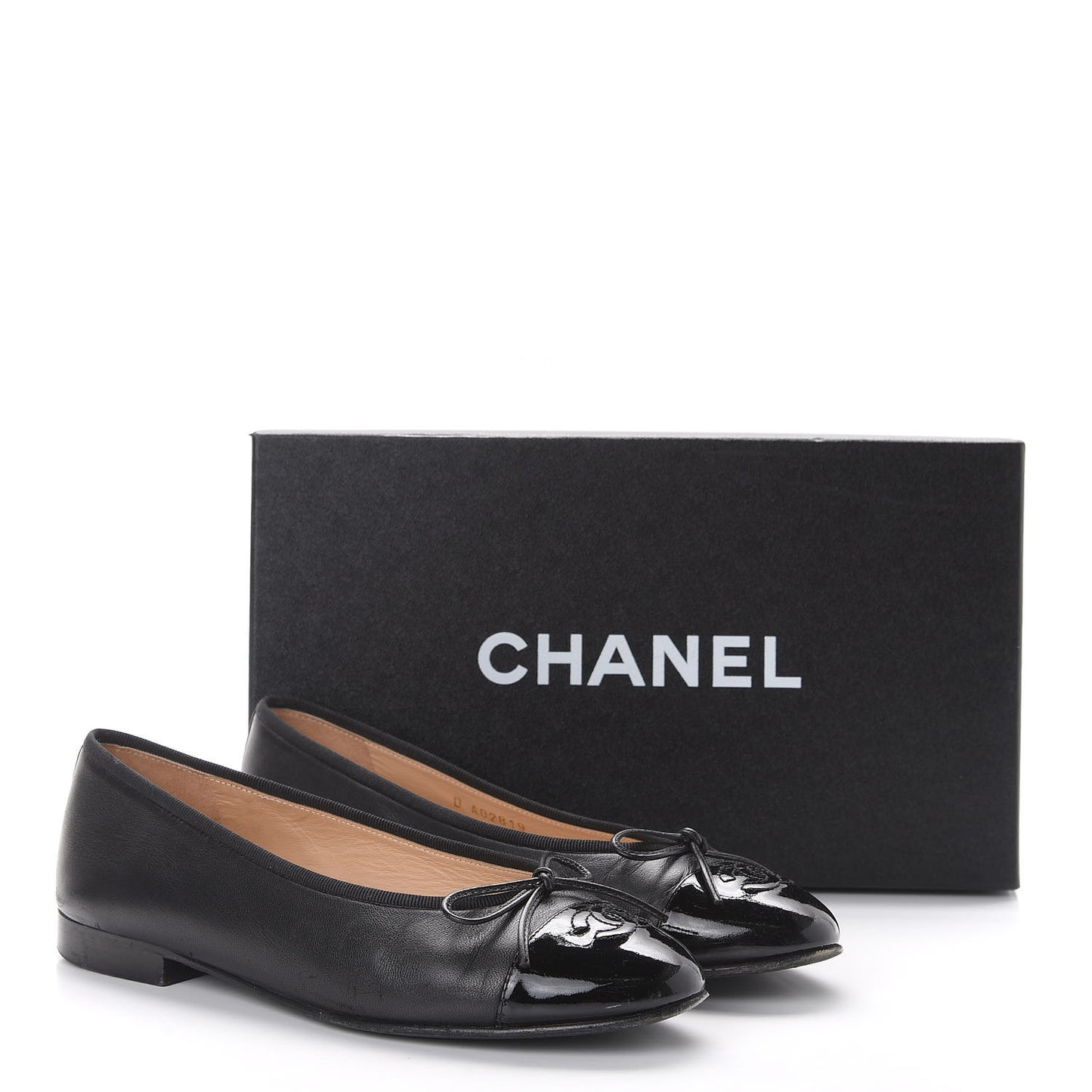 Lambskin Patent Cap Toe Ballerina Flats 37.5 Black