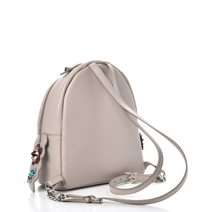 Fendi Vitello Dolce Flowerland Studded Mini Backpack Grigio Polvere Multicolor 3 of 7
