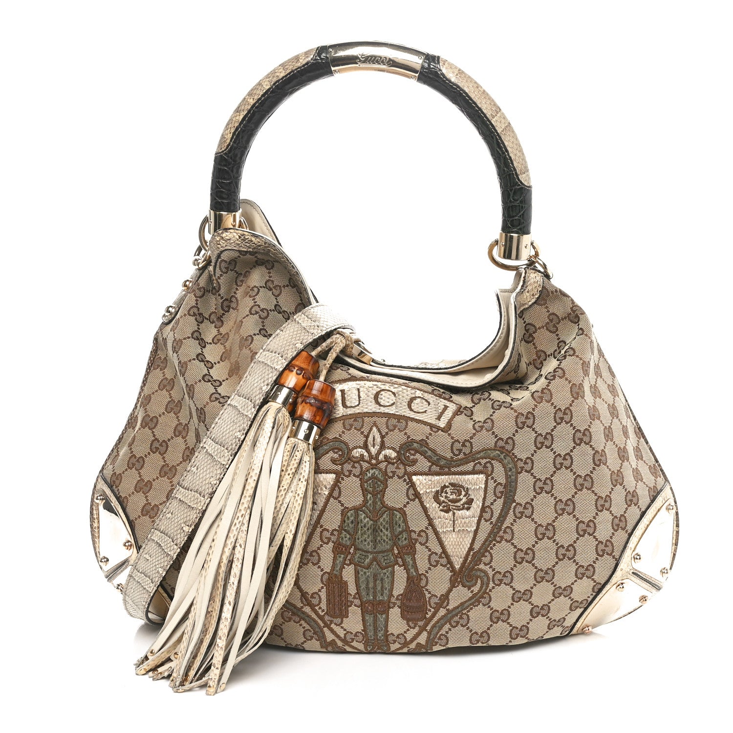 Gucci Monogram Large Indy Top Handle Hobo Off White 1 of 10
