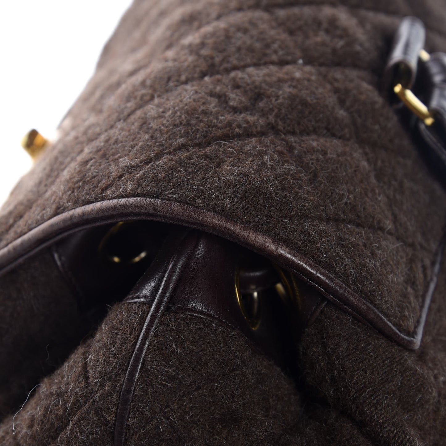 Wool Quilted Backpack Brown