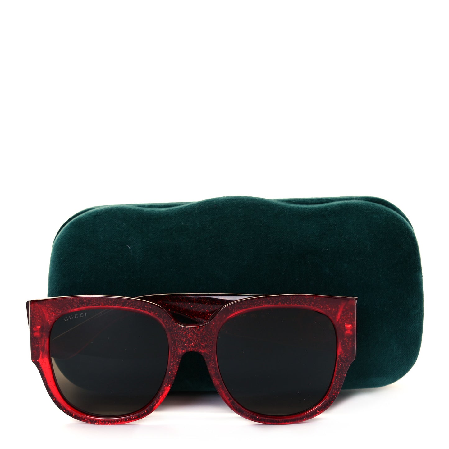 Acetate Glitter Round Frame Sunglasses GG0142SA Red