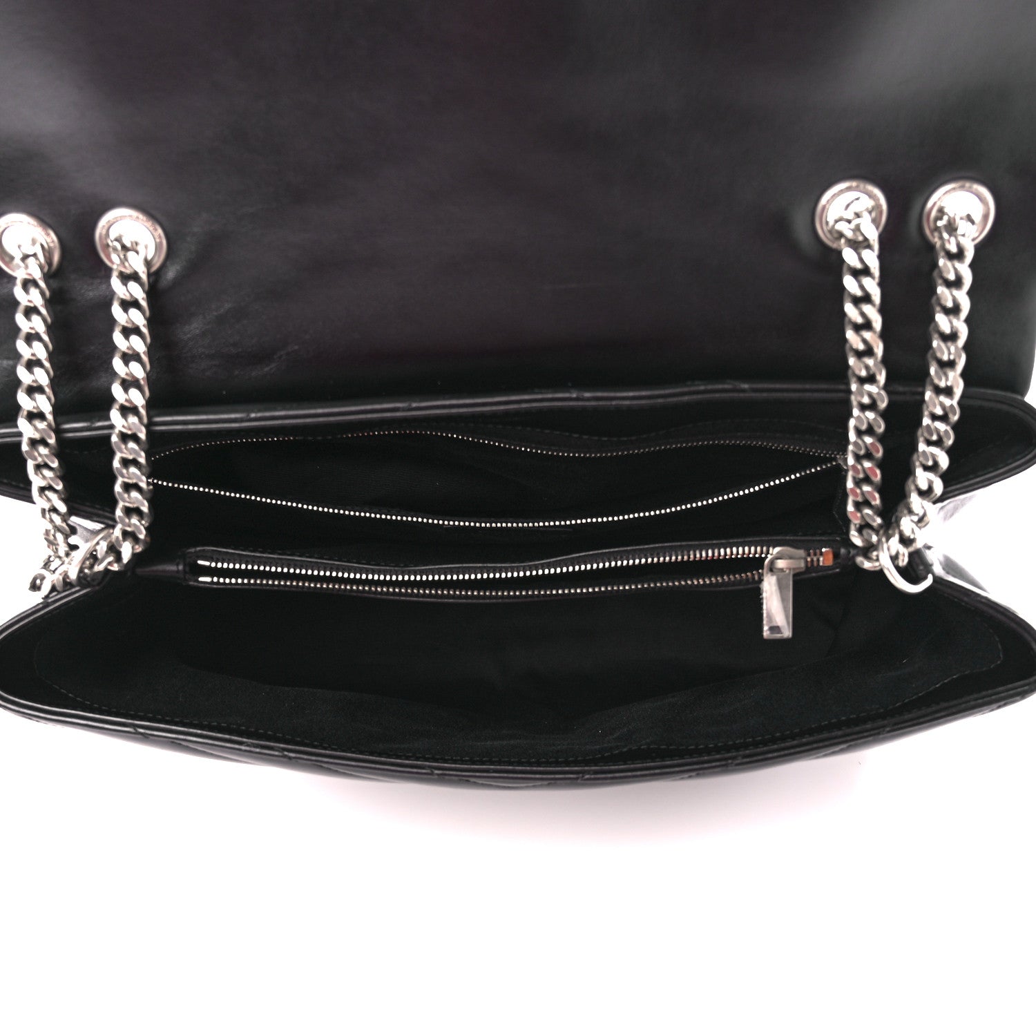 Saint Laurent Calfskin Y Quilted Monogram Large Loulou Chain Satchel Black 5 of 11