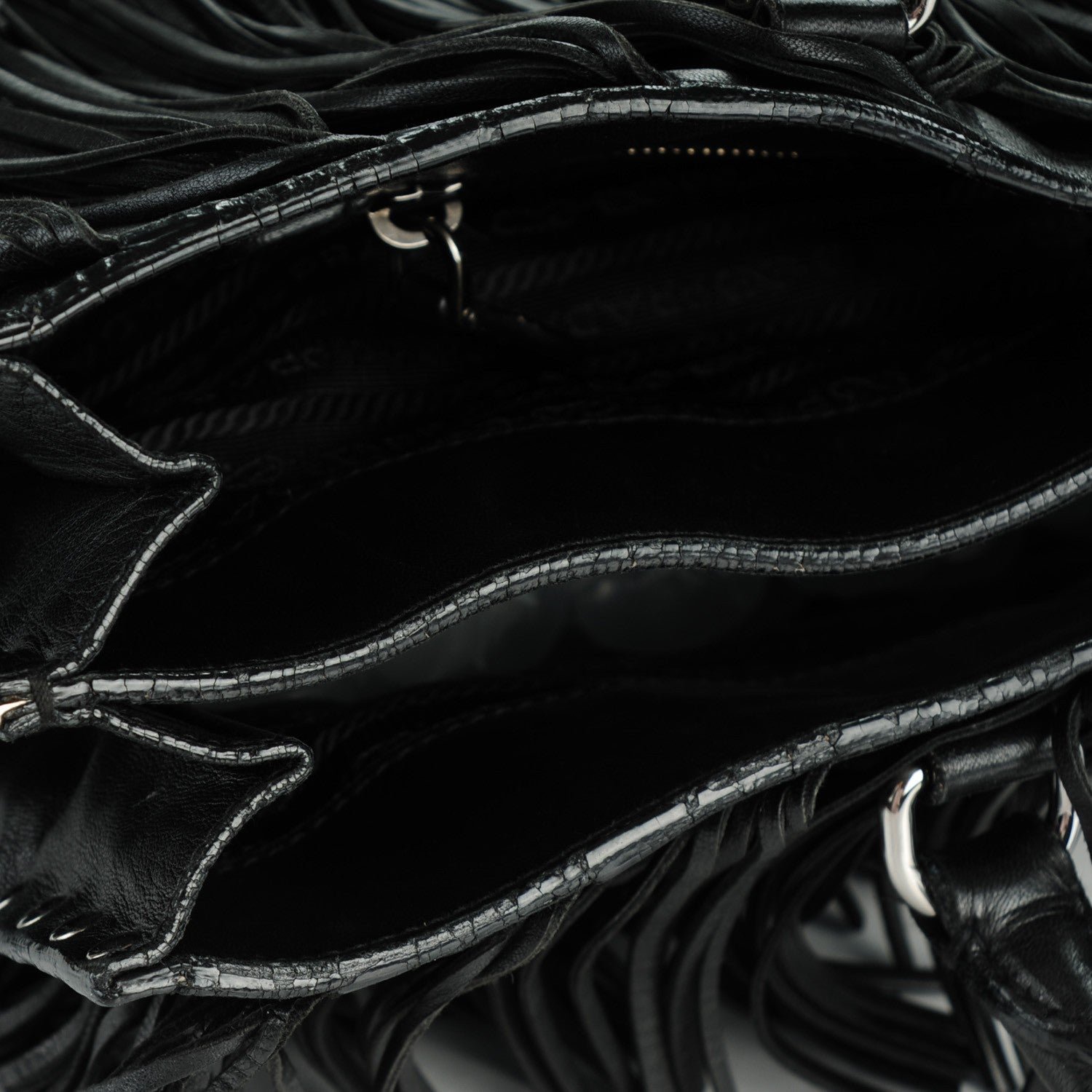 Prada Nappa Fringe Tote Nero Black 9 of 11