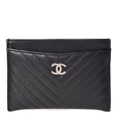Chanel Caviar Chevron Quilted Card Holder Black 1 of 9