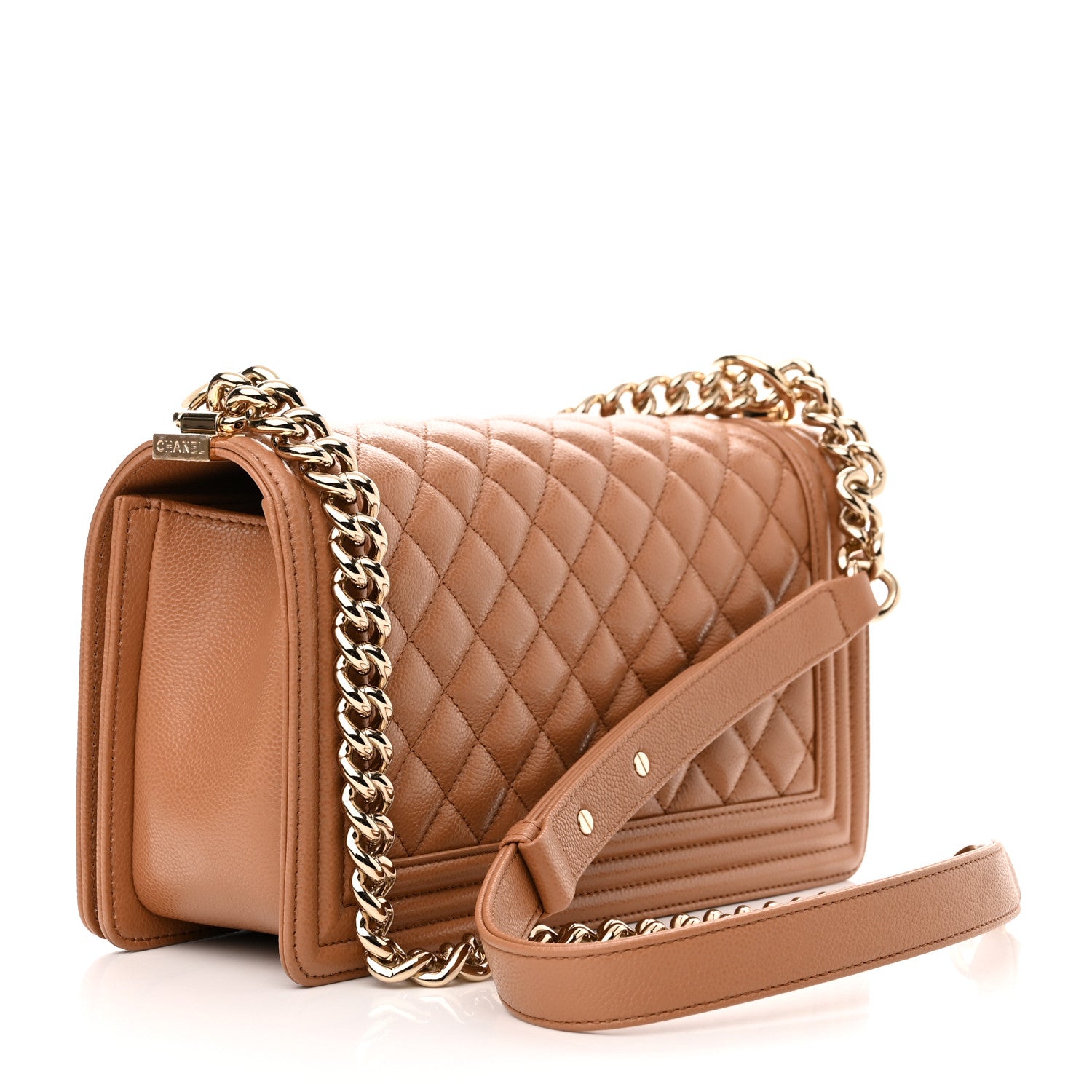 Chanel Caviar Quilted Medium Boy Flap Light Brown 3 of 10