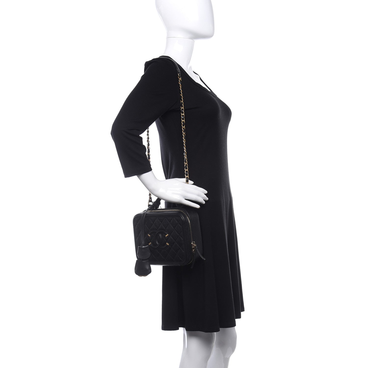 Chanel Caviar Quilted Medium CC Filigree Vanity Case Black 2 of 9