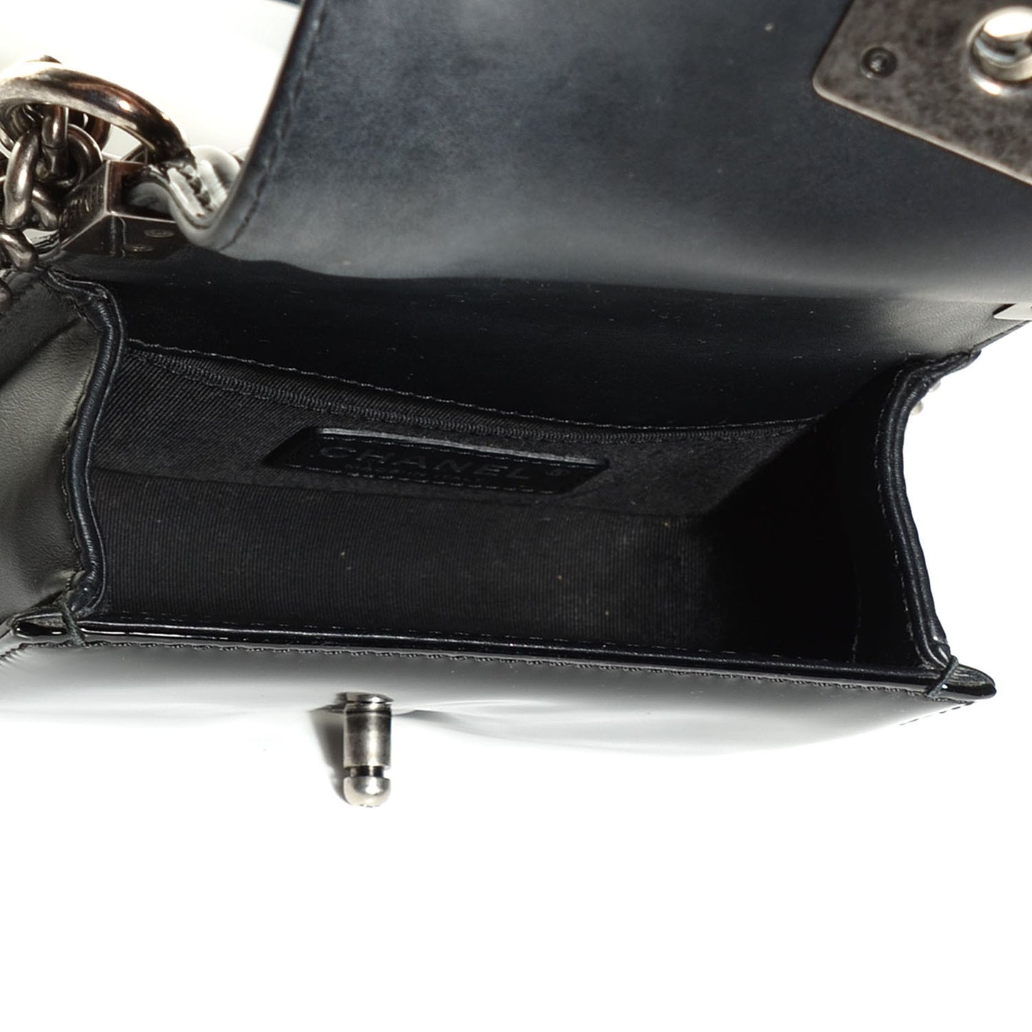 Patent Quilted Mini Boy Flap Black