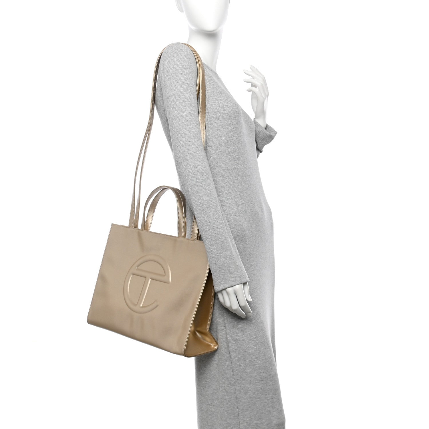 Telfar Metallic Vegan Leather Medium Shopping Bag Gold 2 of 11