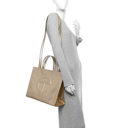 Telfar Metallic Vegan Leather Medium Shopping Bag Gold 2 of 11