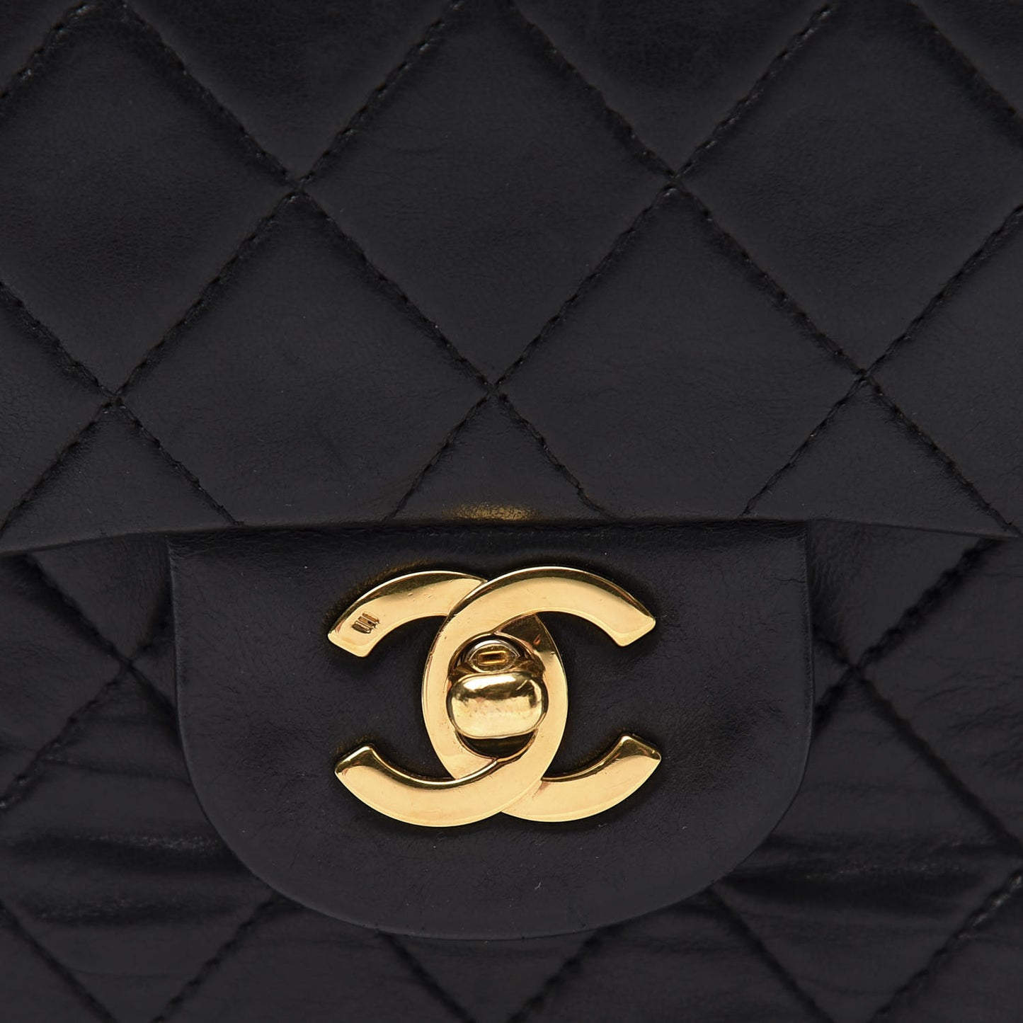 Lambskin Quilted Small Double Flap Black