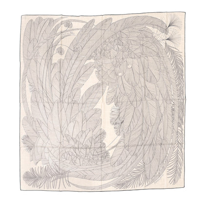 Hermes Cashmere Silk Plumes En Fete Shawl 140 Naturel Black 1 of 5