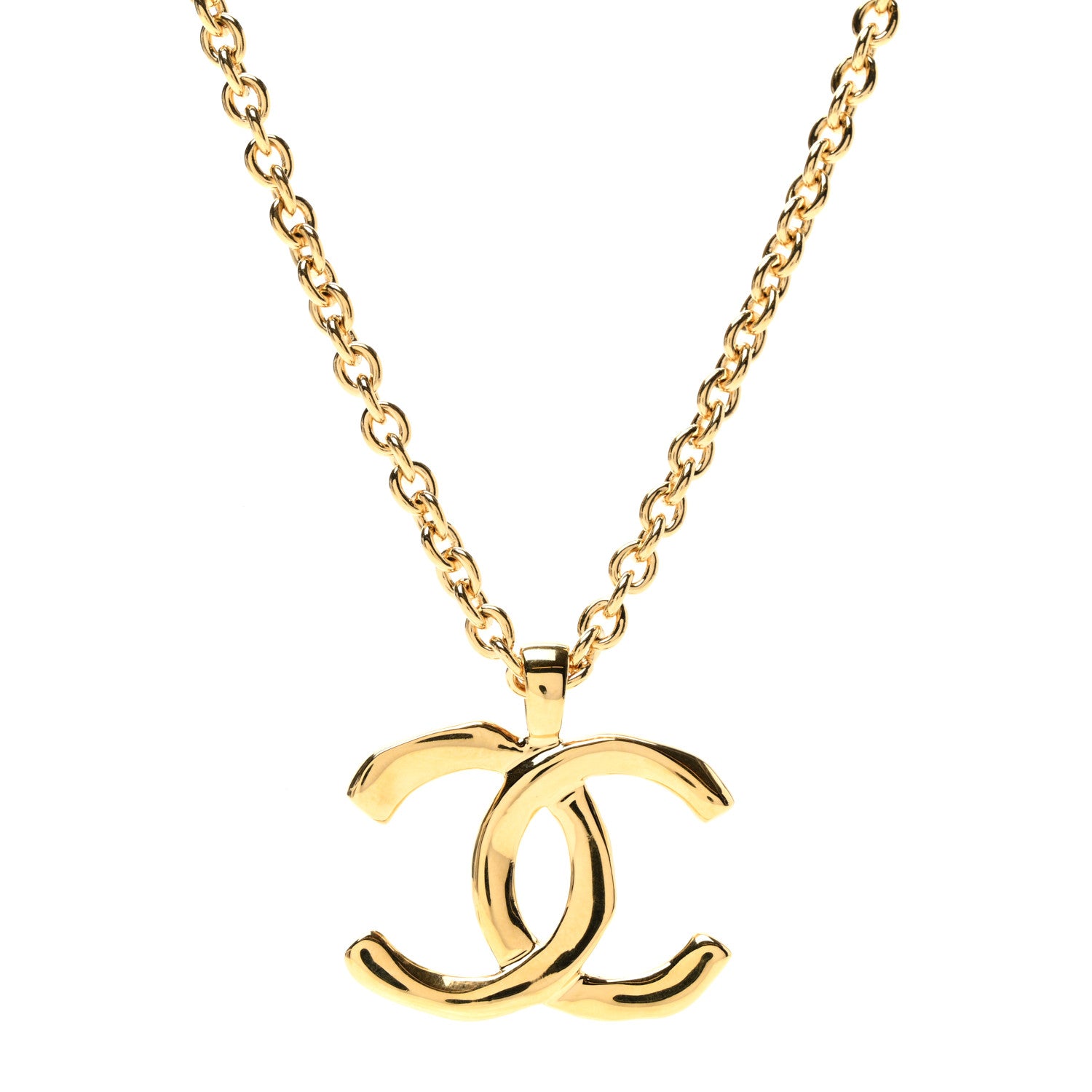 Chanel Metal Large CC Pendant Chain Necklace Gold 1 of 5