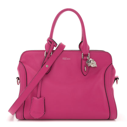 Alexander McQueen Pebbled Calfskin Small Skull Padlock Zip Around Tote Bouganville 1 of 18