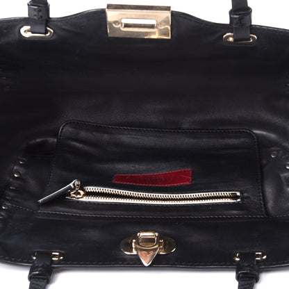 Valentino Garavani Vitello Monochrome Small Rockstud Tote Black Light Ivory 4 of 4