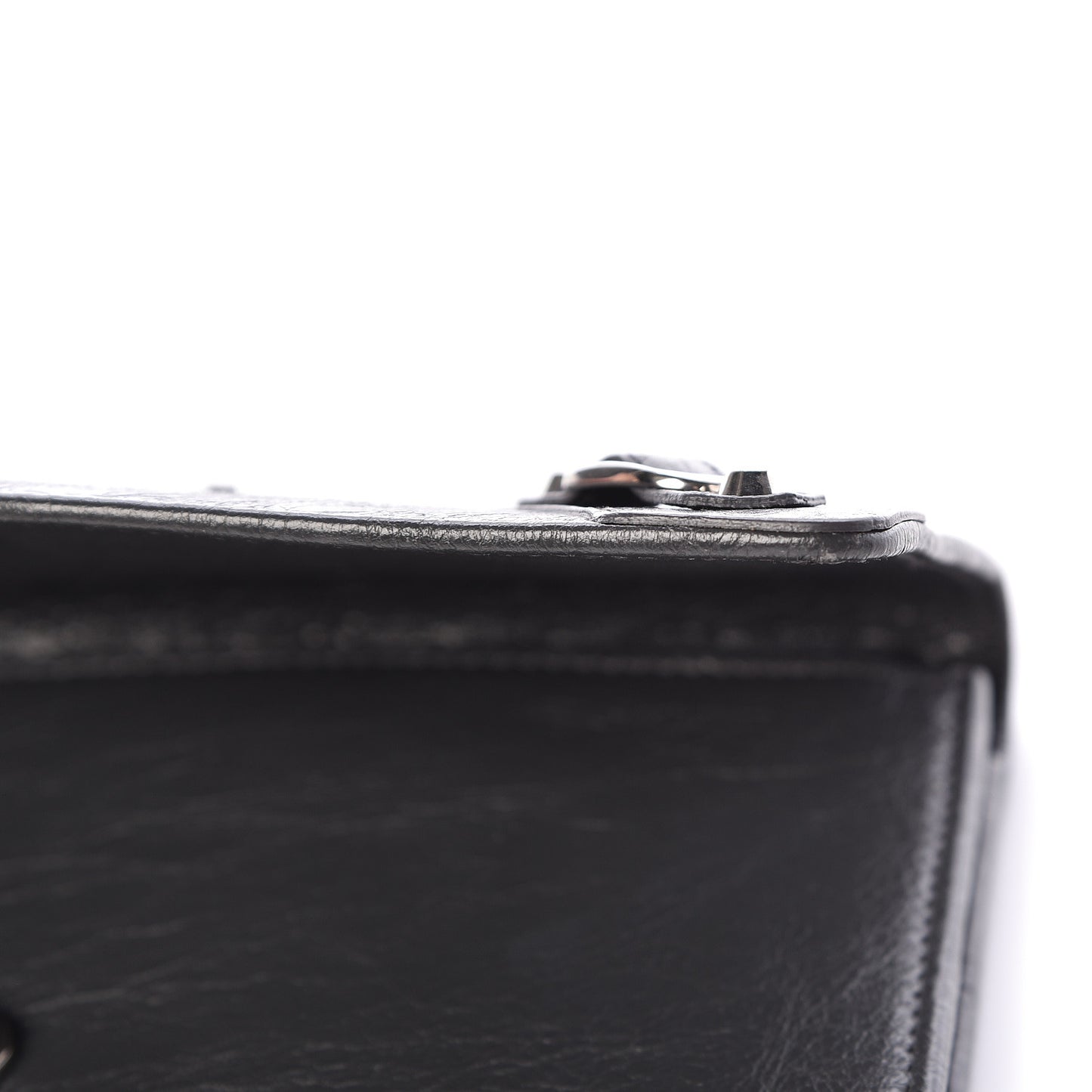 Agneau Classic Silver Hardware Money Wallet Gris Fossile