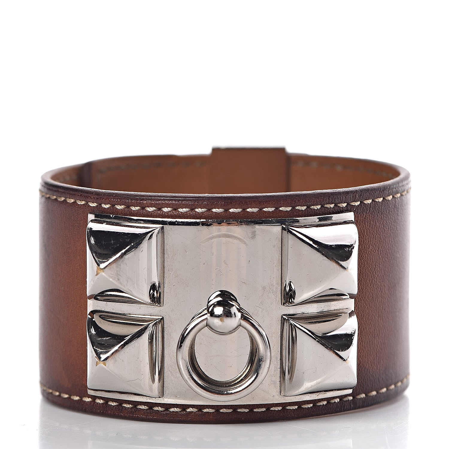 Hermes Barenia Collier De Chien CDC Bracelet L Fauve 3 of 7
