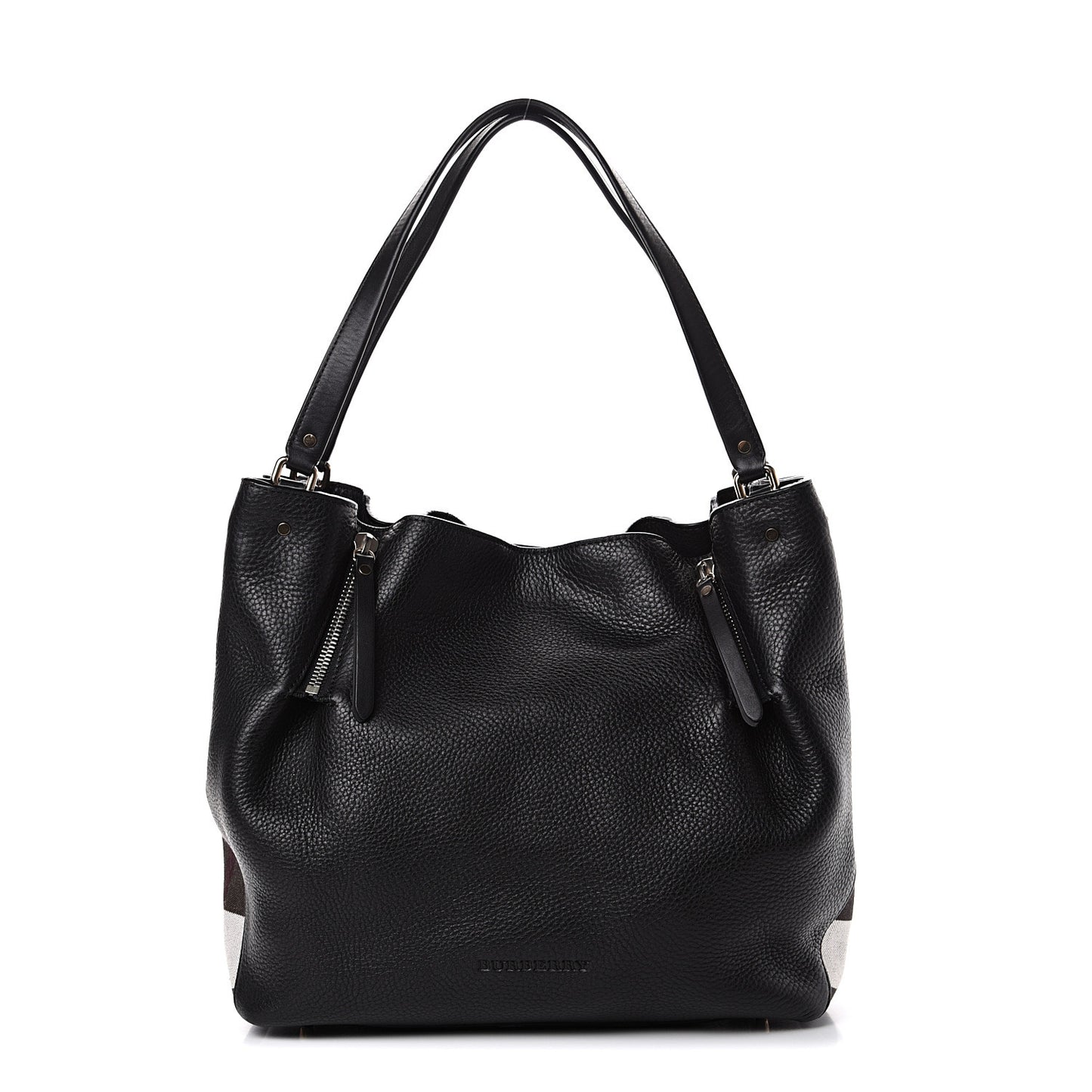 Grainy Calfskin House Check Medium Maidstone Black