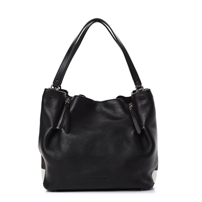 Burberry Grainy Calfskin House Check Medium Maidstone Black 1 of 12