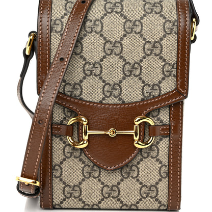 Gucci GG Supreme Monogram Mini Horsebit 1955 Crossbody Bag Beige Brown Sugar 8 of 10
