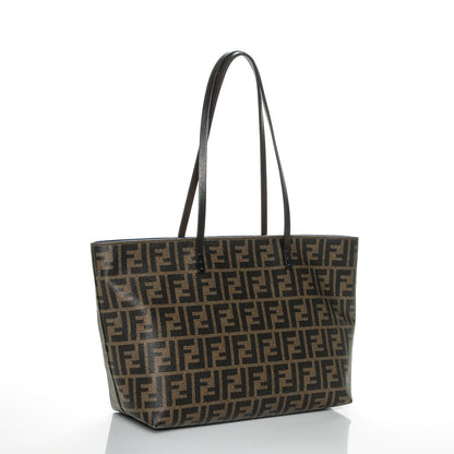 Fendi Zucca Spalmati Small Roll Tote Tobacco Blue 3 of 6