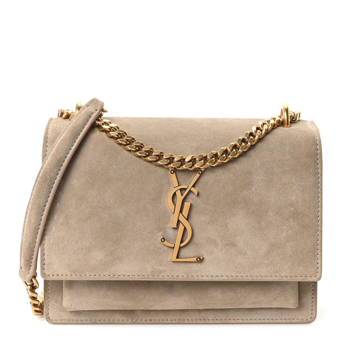 Suede Calfskin Small Monogram Sunset Dark Beige
