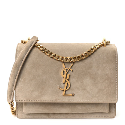 Saint Laurent Suede Calfskin Small Monogram Sunset Dark Beige 1 of 10